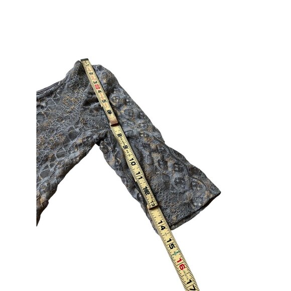 HIP Happening in the Present Top Medium Brown Gold Metallic Lace Whimsigoth Boho - Picture 9 of 9